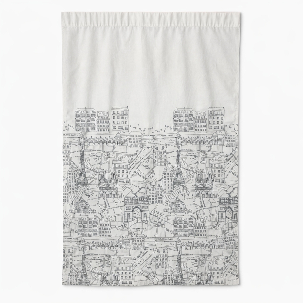 Nicole Miller Paris Eiffel Tower Shower Curtain Black White Cityscape Print